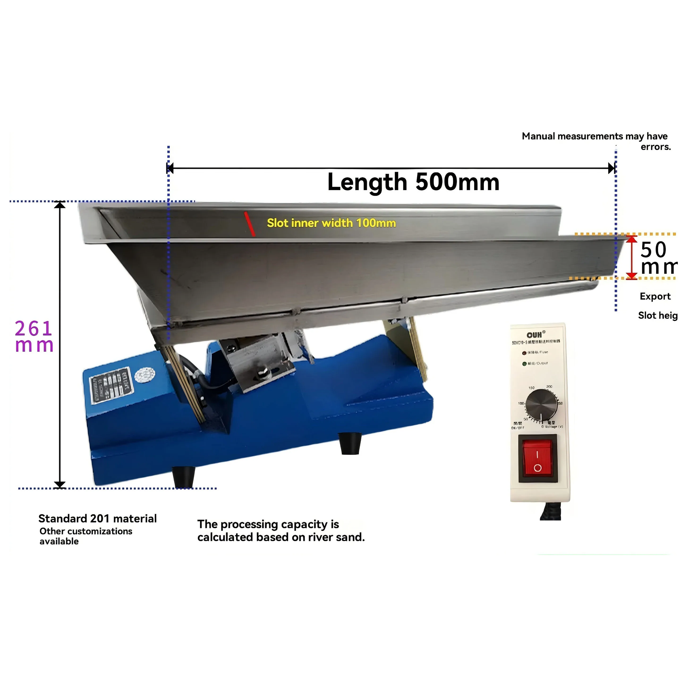 New 100mmx500MM Electromagnetic Vibration Feeder Small Micro Feeding Stainless Steel Food Electromagnetic Vibration Feeder
