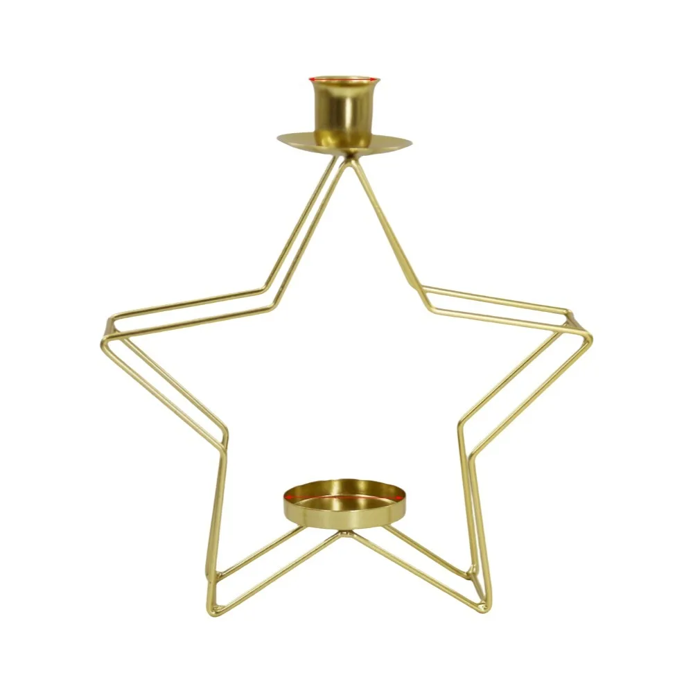 Durable Iron Star Candle Holder Nordic Style Five Point Star Tabletop Candle Holder Creative Minimalist Art Ornament Wedding