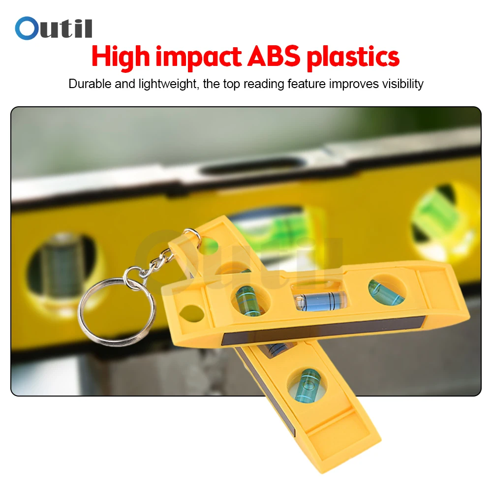 For Home Use Bubble Level Keychain ABS Plastic Plastic Frame 3 Bubble Level Vial 45 Degrees 90 Degrees 180 Degrees