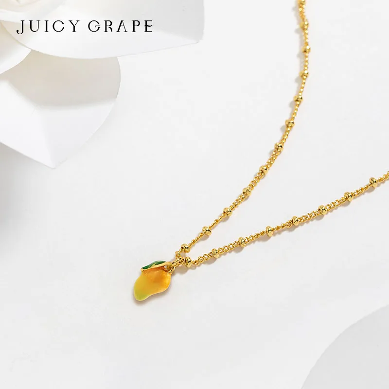 Juicy Grape Mangos Necklace Tropical Fruit Necklace Handmade Enamel Pendant Necklace Luxury Gift Birthday Party Engagement