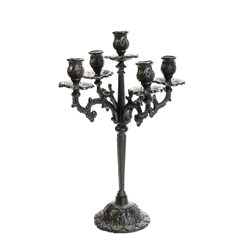 

Vintage nostalgic cast iron multi-head table candlestick French romantic candlelight dinner