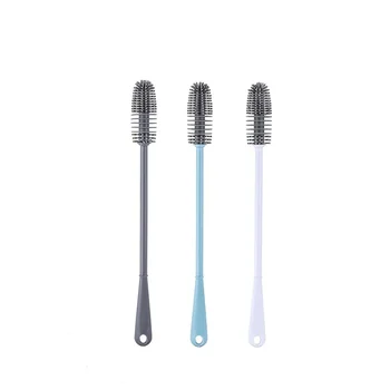 Brosse à bouteille de lait en Silicone, brosse à tasse à Long manche, tête souple portative, arrosage de qualité alimentaire, brosses de nettoyage ménager de cuisine