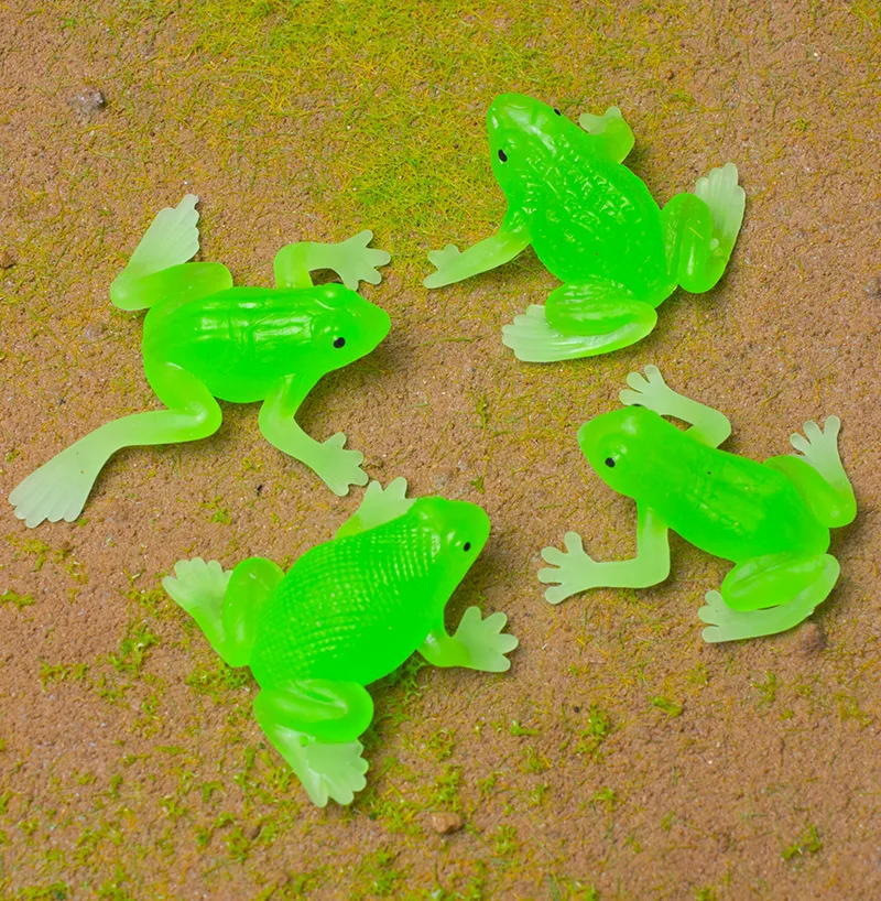 5PCS Spoof Simulation TPR Soft Rubber Frog Model Animal Toy Translucent Frog Ornament Tricky Scary Squeeze Toys Children's Gifts