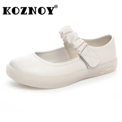 Koznoy 2cm 2024 Cow Ethnic Natural Cow Genuine Leather Autumn Soft Flats Leisure Loafer Woman Comfy Retro Ergonomic Shoes  Hook