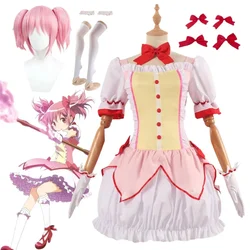 Kaname Madoka Cosplay Kostüm Bogen Pfeil Anime Kleidung für Frau Magica Kaname Kleid Perücke Kaname Madoka Outfits