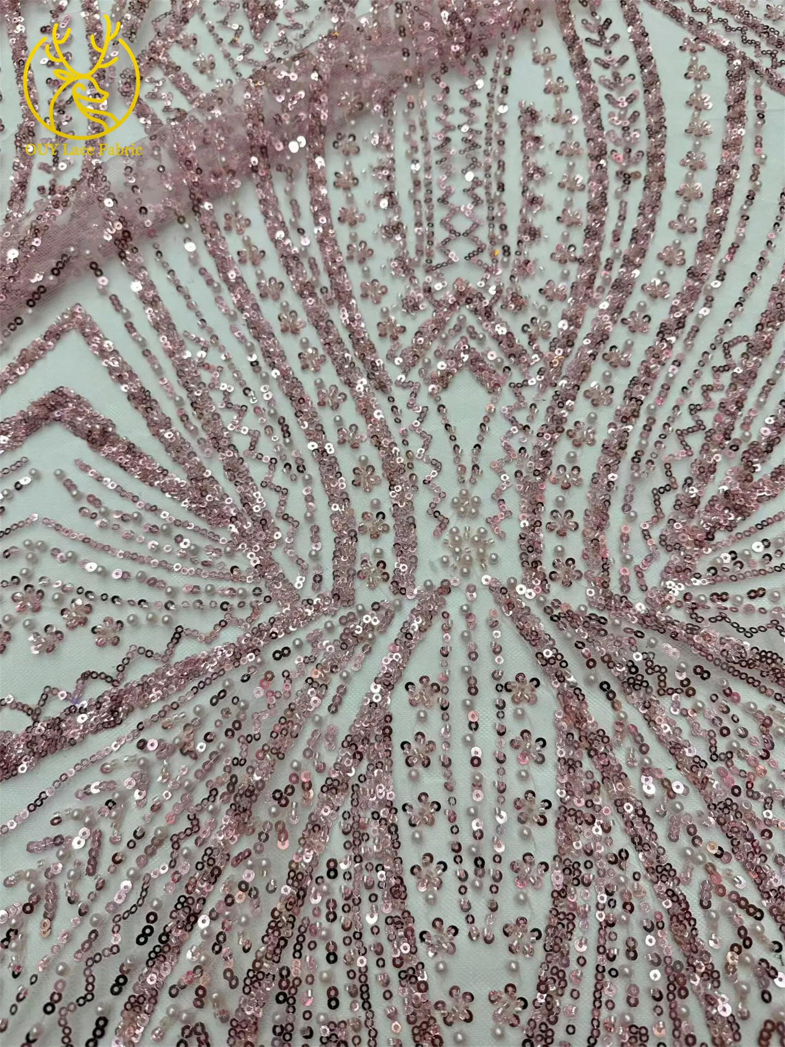 Exquisiter bunter afrikanischer Perlen-Mesh-Spitzenstoff, 5 Yards, hochwertiger französischer Tüll-Spitzenstoff zum Nähen von Brautkleidern – Detail 25