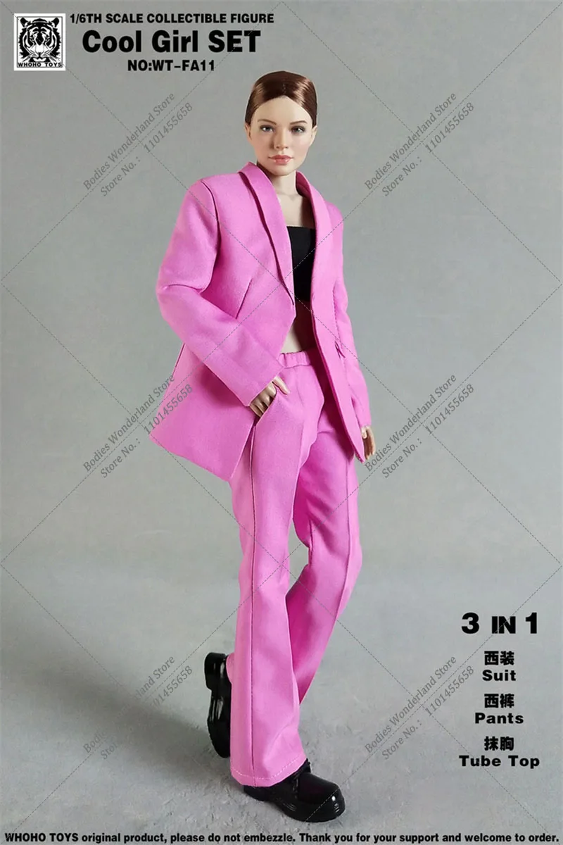 Purple Pink WHOHO TOYS WT-FA11 1/6 Cool Gir Blazers Lapel Casual Office Suit Coat Pant fit 12-inch TBL PH Female Action Figure