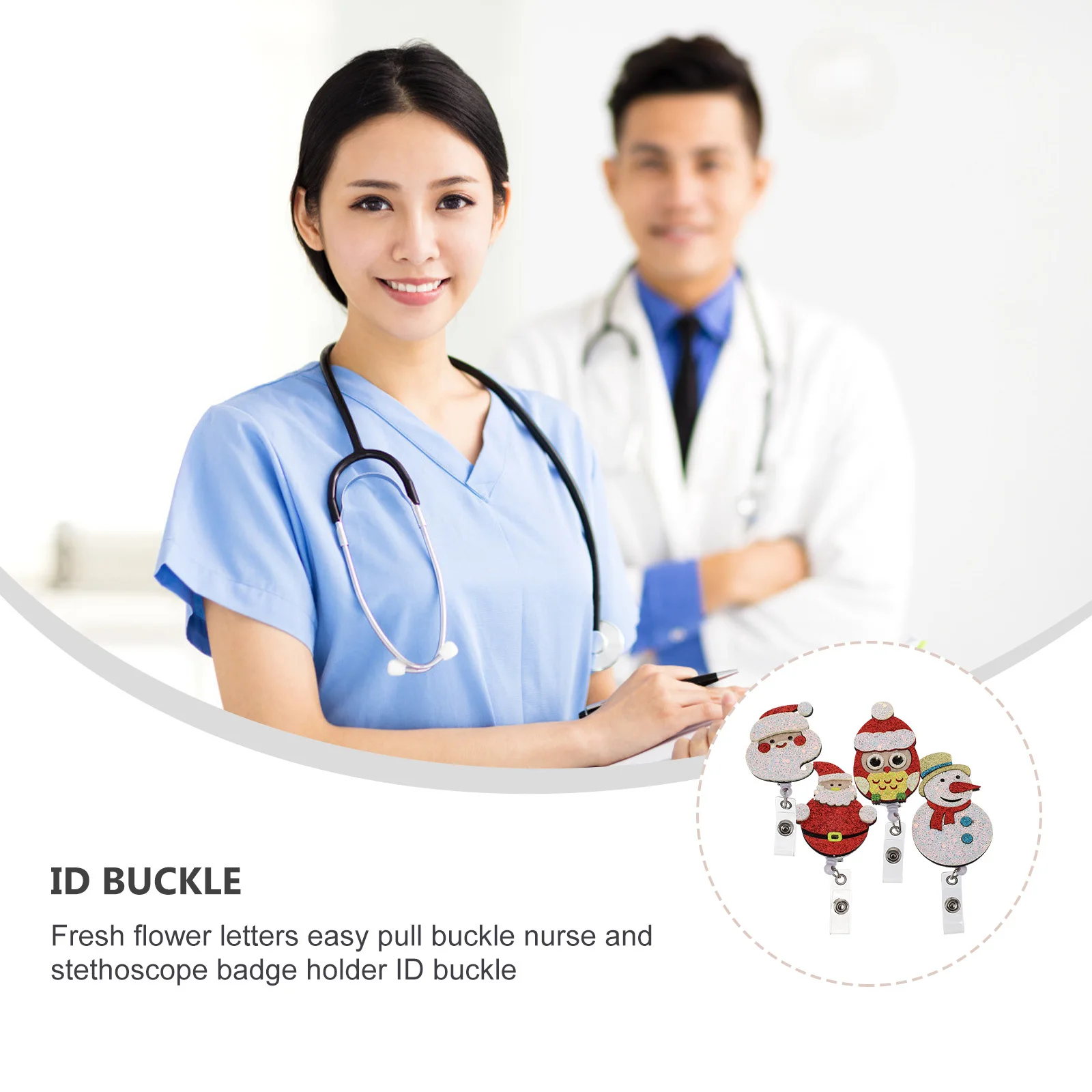 

Ciieeo Non Medical Stethoscope Badge Holder Retractable Clip Snowman Owl Santa Christmas Decoration