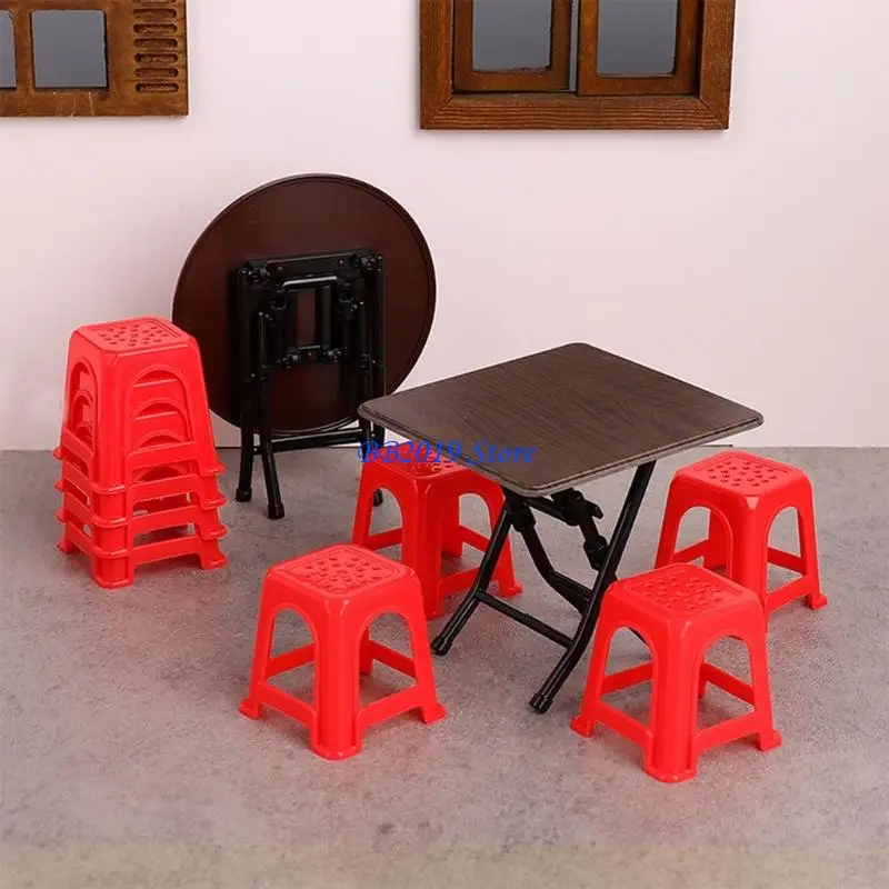 

Q0KB 1/12 аксессуары для кукольного дома складной обеденный стол и кухонный реквизит на 8 мест