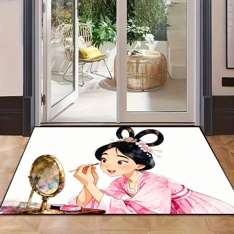1 قطعة لطيف أنيمي فتاة ماكياج الغرور الكلمة حصيرة ، Kawaii النمط التقليدي الكرتون الأميرة خلع الملابس منطقة البساط ، لينة عدم الانزلاق ديكور