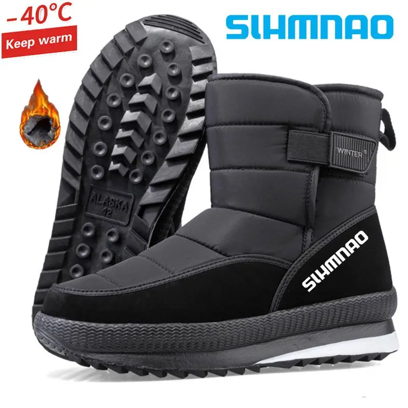 Winter fishing shoes anti slip and waterproof men's new cashmere warm outdoor hiking and hunting snow skiing boots