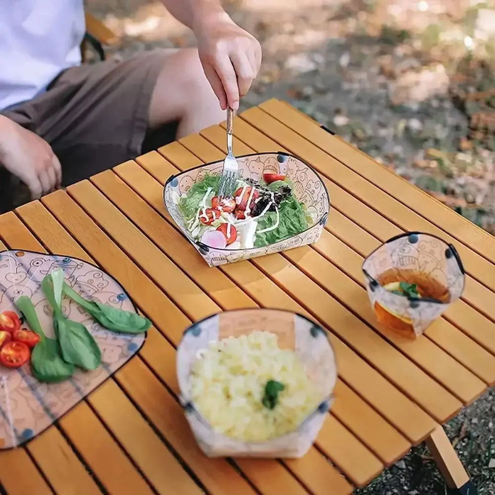 Food-Grade Outdoor Foldable Tableware Multi-purpose Lightweight Foldable Camping Tableware Portable plastic Camping Folded Dish