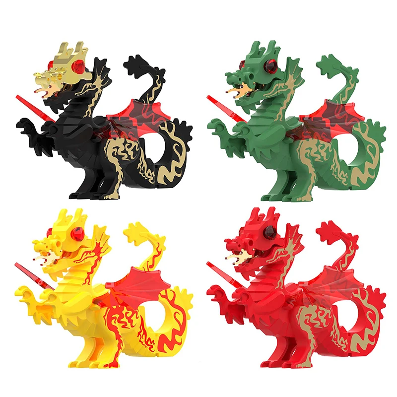 

MOC Creative Medieval Dragon action Figures Model Building Blocks Bricks Collection Fun Brinquedos DIY Toys For Children gifts