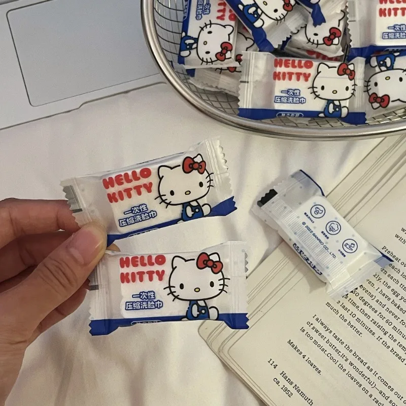 جديد Hot البيع مرحبا كيتي منشفة مضغوطة للاستعمال مرة واحدة المحمولة المستقلة حزمة صغيرة منشفة الوجه للنزهات السفر #5