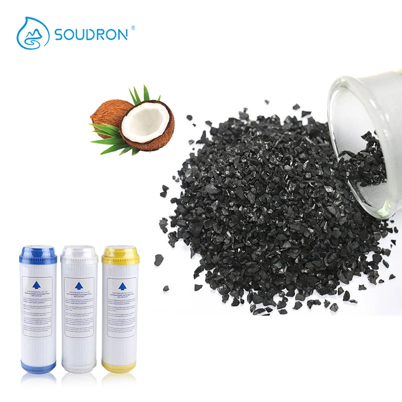 SOUDRON UDF جوز الهند قذيفة الكربون المنشط تصفية استبدال المطبخ منقي مياه الشرب تصفية معالجة خرطوشة