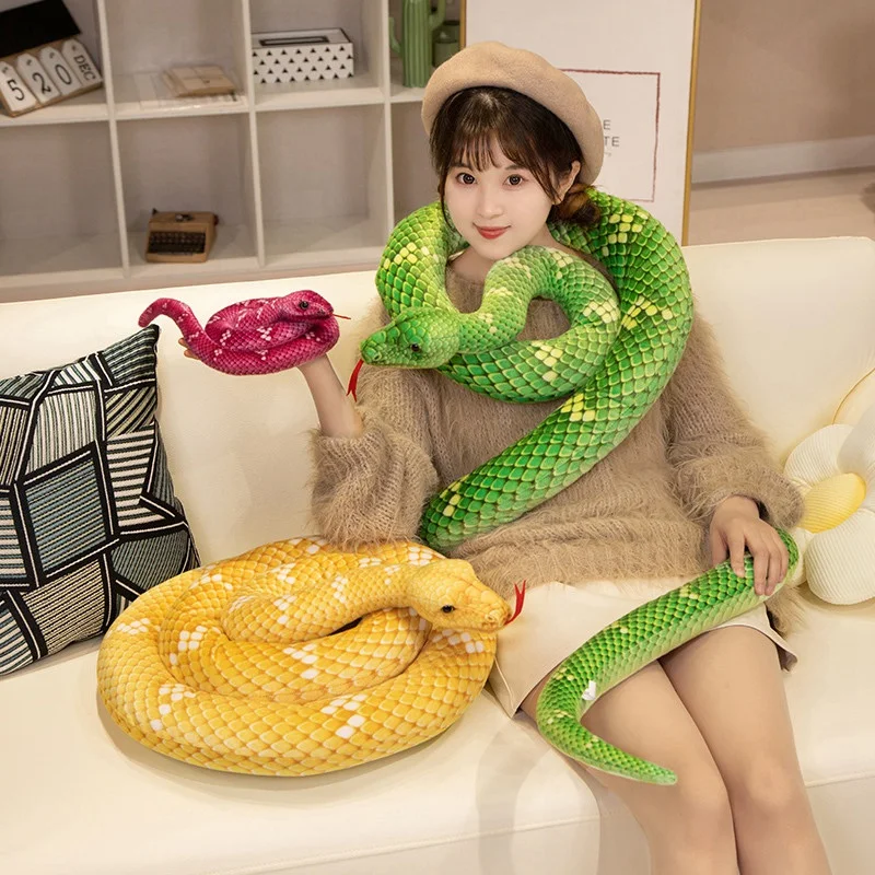 Simulation Giant Python Anaconda Plush Toy Long Snake Yellow Orange Green Python Plush Toy House Holiday Decoration Trick Props