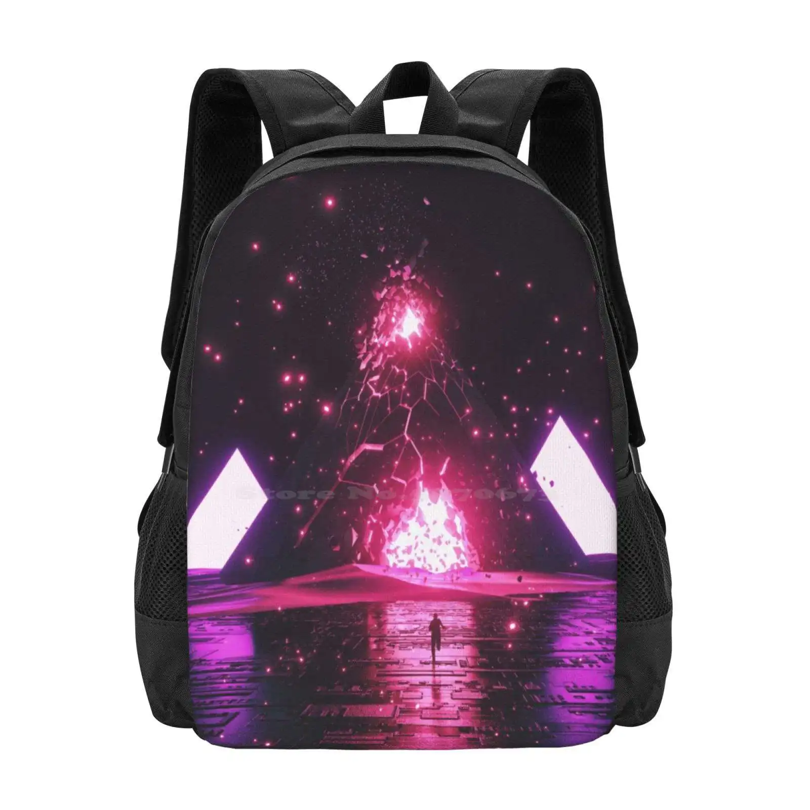 

Scatterbrain Hot Sale Schoolbag Backpack Fashion Bags Scifi Sci Fi Fantasy Retro Videogame Cool 80S Neon Purple Pink Sand Dunes
