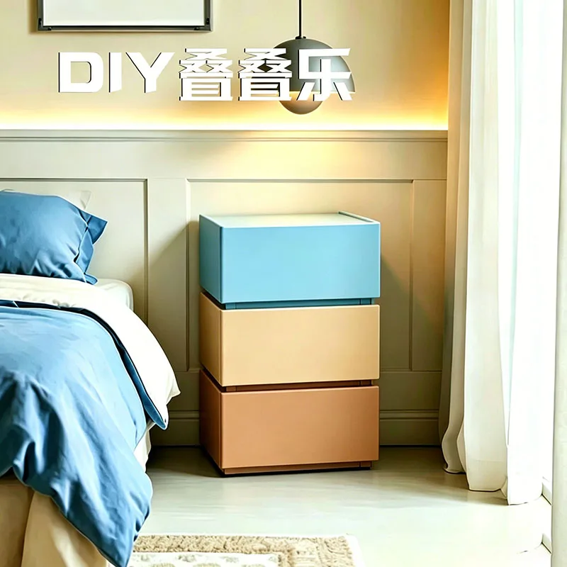 Creative Dopamine Bedroom Nightstand Stackable Drawer Storage Cabinets Living Room Home Side Cabinets Children's Room Bookshelf