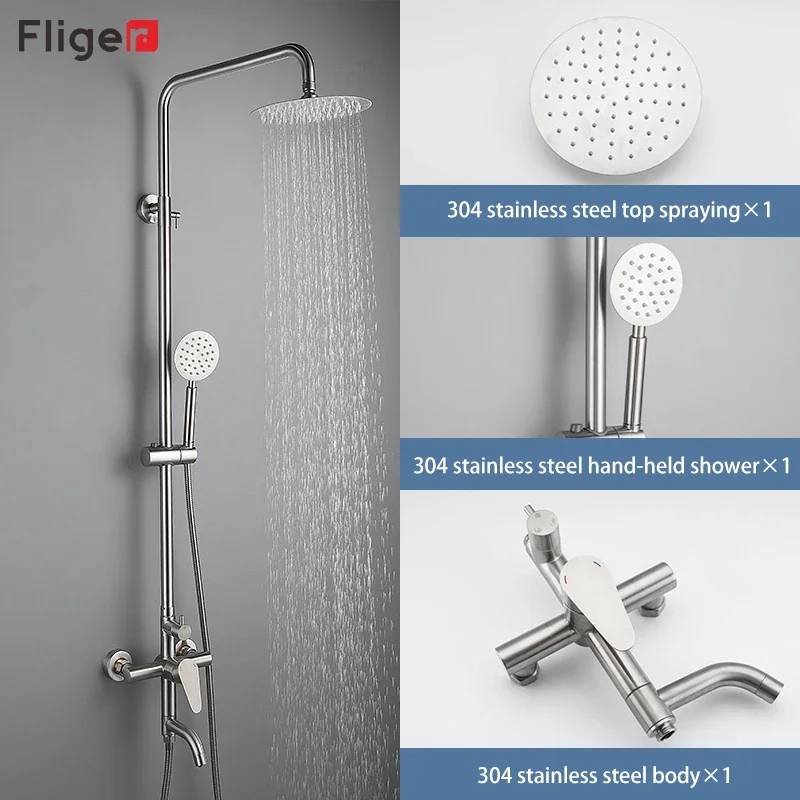 

Смеситель для душа Fliger Смеситель для душа с дождевой насадкой Смесители для ванной комнаты Душевая система Матовый смеситель для ванны Кран Grifo Ducha