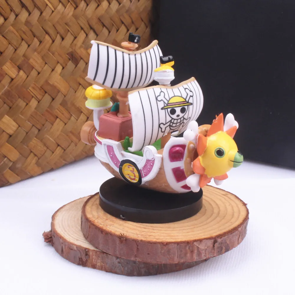 6CM Anime One Piece Cute Mini Boat Cartoon Model Ornament Thousand Sunny Display Ship Luffy The Straw Hat Pirates Kids Gift Toy