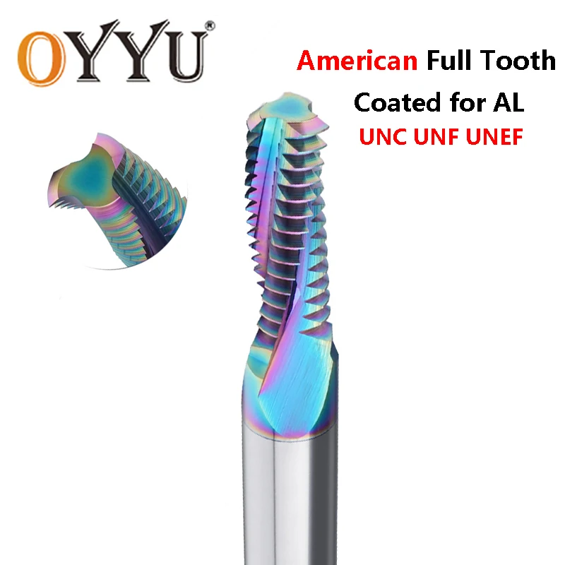 OYYU American UNC UNF UNEF Full Tooth Thread Milling Cutter Carbide Tungsten Steel EndMill 3/8 7/16 NO.10-24 Coated For Aluminum