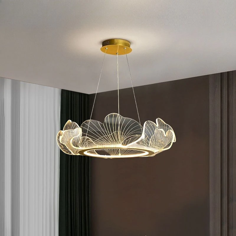 

Nordic Modern Minimalist Style SuitableLuxury Living Room Chandelier for Dining Rooms & Bedrooms Ginkgo Leaf Design LED Lighting