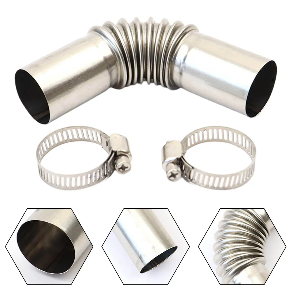 High Temperature Resistance Stainless Steel Exhaust Pipe 90 Degree Angle Connector for Wood Stoves and Camping Tents