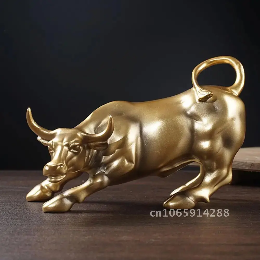 27cm Vilead Resin Charging Bull Wall Street Office Sculpture Bookshelf Feng Stock Shui Market Decoration Desktop Statue Fortune