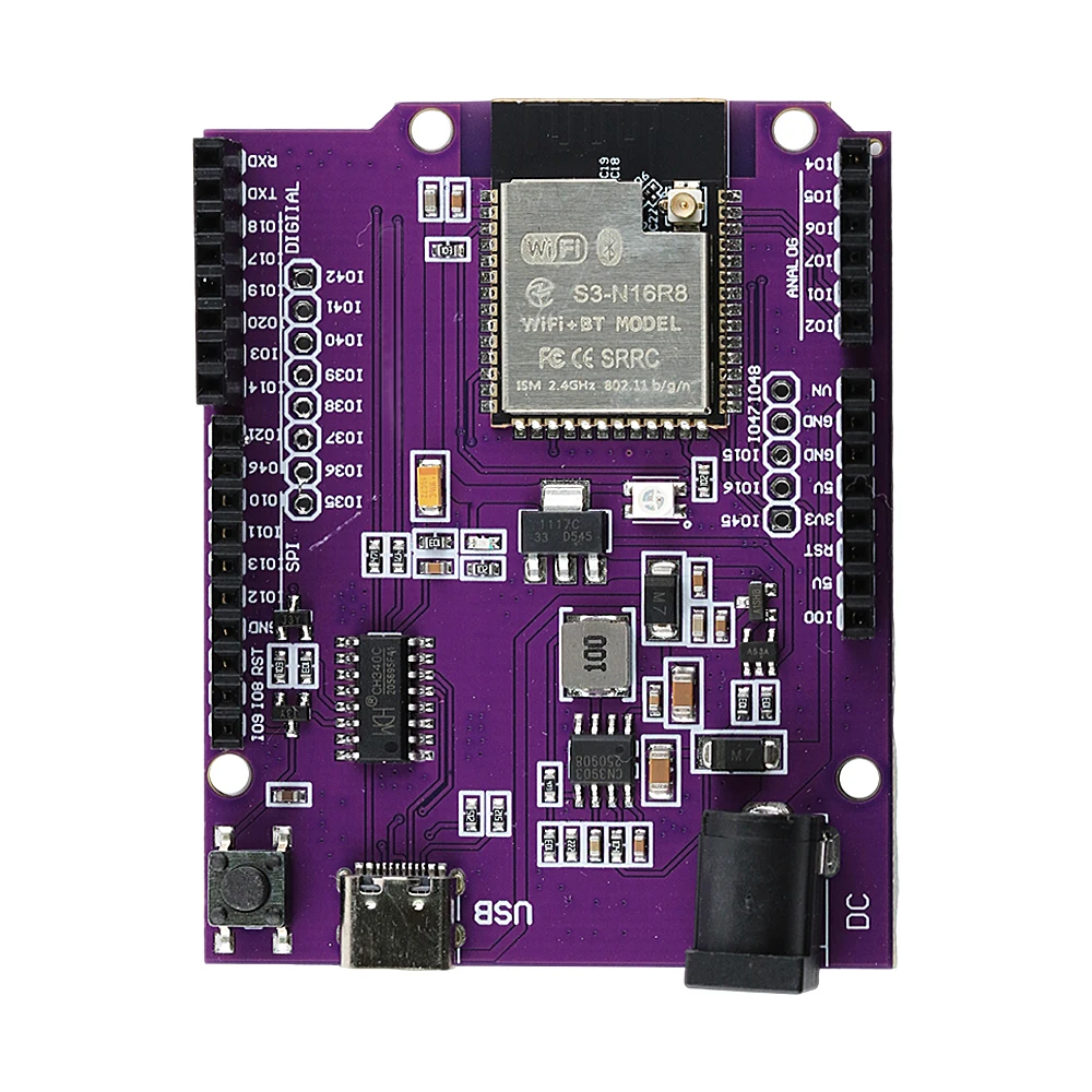 Scheda di Espansione per Sviluppo ESP32-S3 per IDE Python con Modulo WiFi ESP32S3 N16R8, Connessione Multiuso Type-C