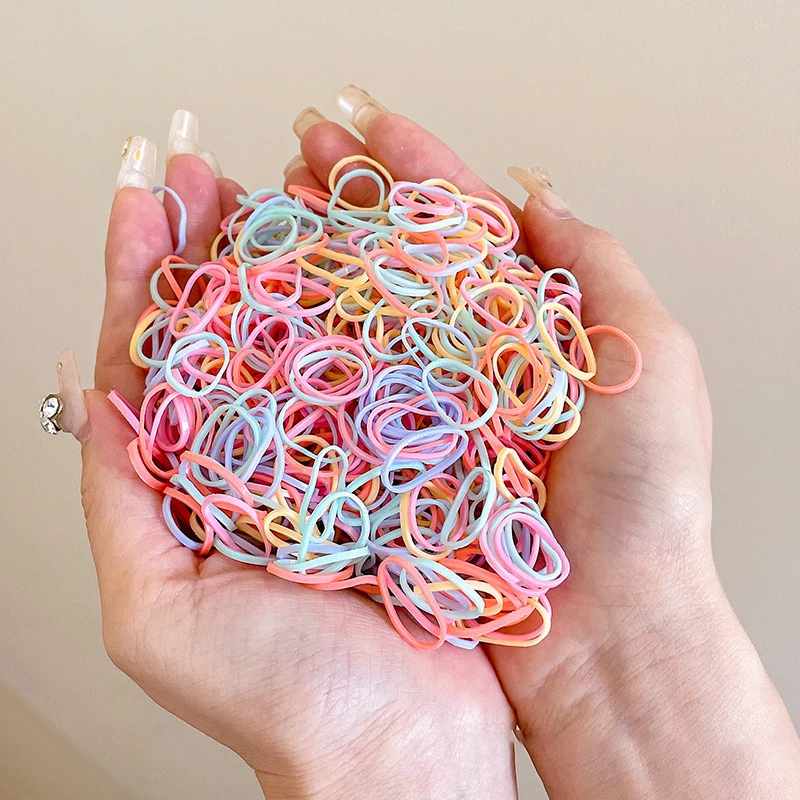 Anello per capelli monouso colorato in scatola con elevata elasticità e nessun danno all'attaccatura dei capelli Accessorio semplice per capelli quotidiano per ragazze