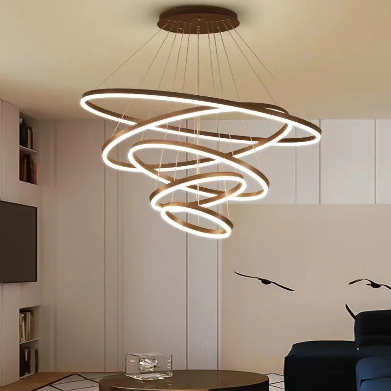 

Pendant Lamp Living Room Modern Minimalist Restaurant Duplex Villa Internet Red Circle Light Luxury Hall Pendant Lamp