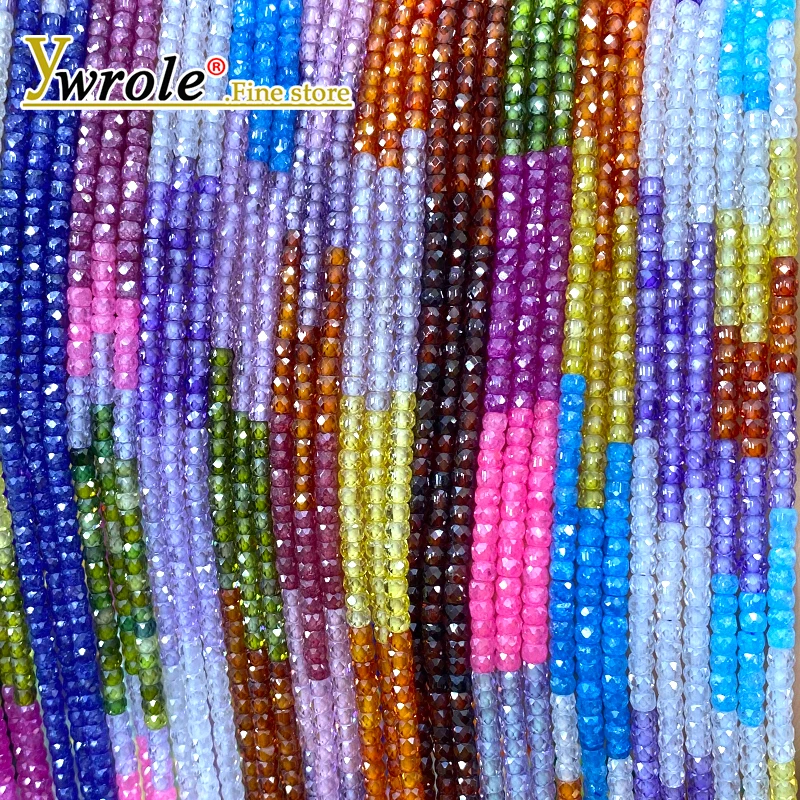 2x3mm Faceted Abacus Gradient Color Zircon Natural Stone Loose Spacer Beads for Jewelry Making DIY Bracelet Charms Accessories