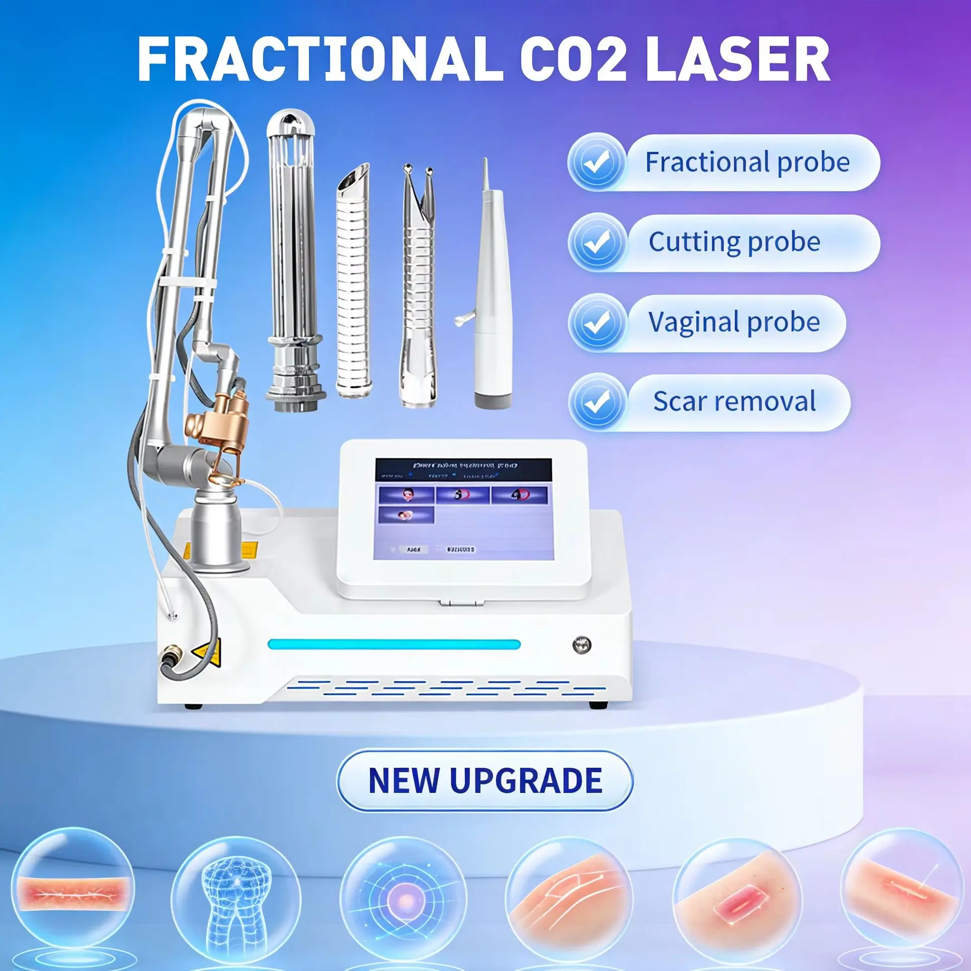 Portable 60W Fractional CO2 Lase Machine Skin Rejuvenation Scar Removal Scar Stretch Mark Acne Pit Removal Salon Device