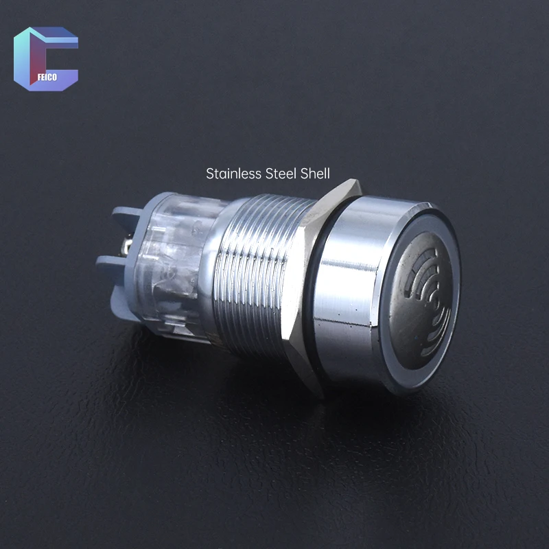 16/19/22mm Metal Buzzer Flashing Red LED Intermittent Sound Waterproof Head  Alarm 12V 24V Stainless steel shell