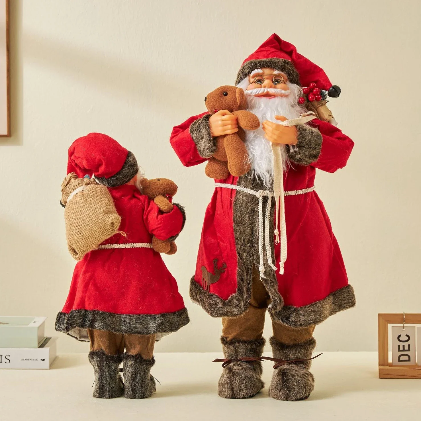 Classic Red Clothes Santa Claus Doll Teddy Bear Christmas Window Decoration Faceless Rudolf Cross border Hot Sale