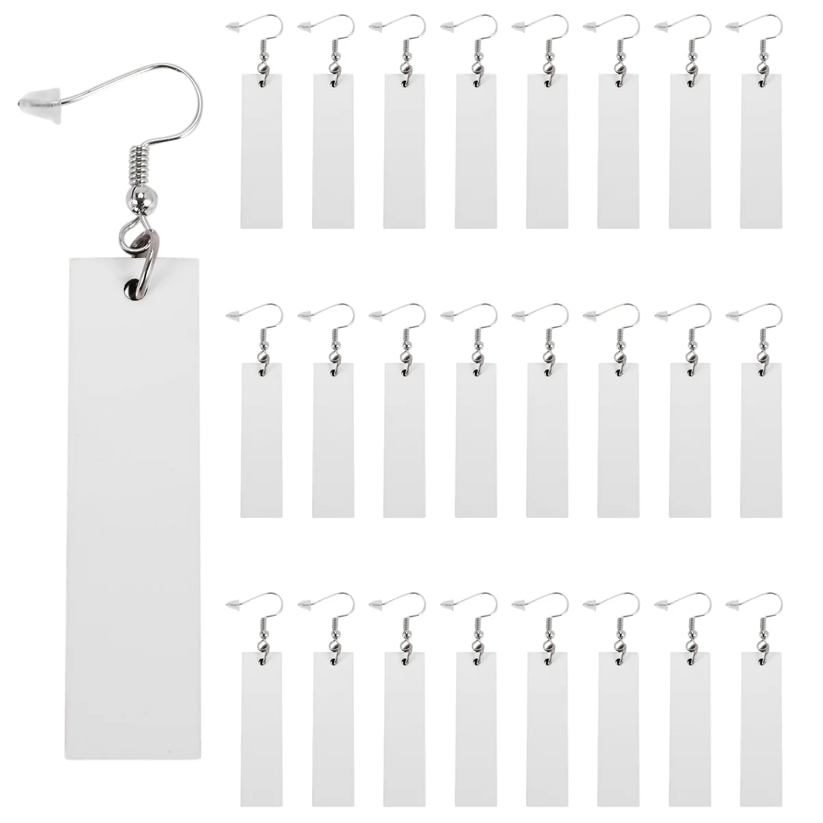 B51C 50Pcs Sublimation Blank Earrings Rectangular, Heat Transfer Earring Pendant with Earring Bags, DIY Making Sublimation