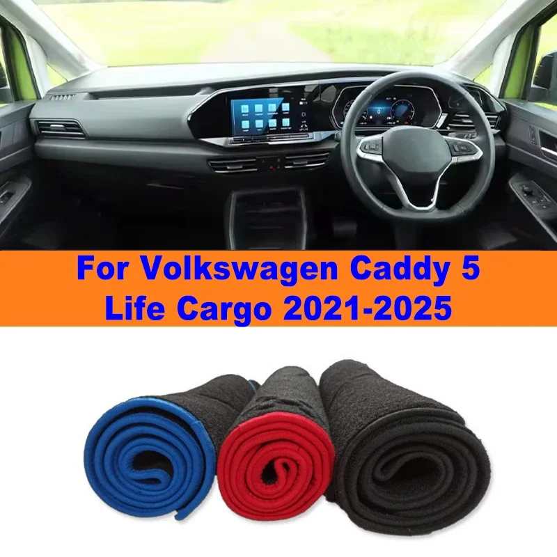 

Anti-Glare Dashboard Cover Dash Mat Non-Slip Sun Shade Pad Interior Protector For Volkswagen Caddy 5 Life Cargo 2021-2025 2022