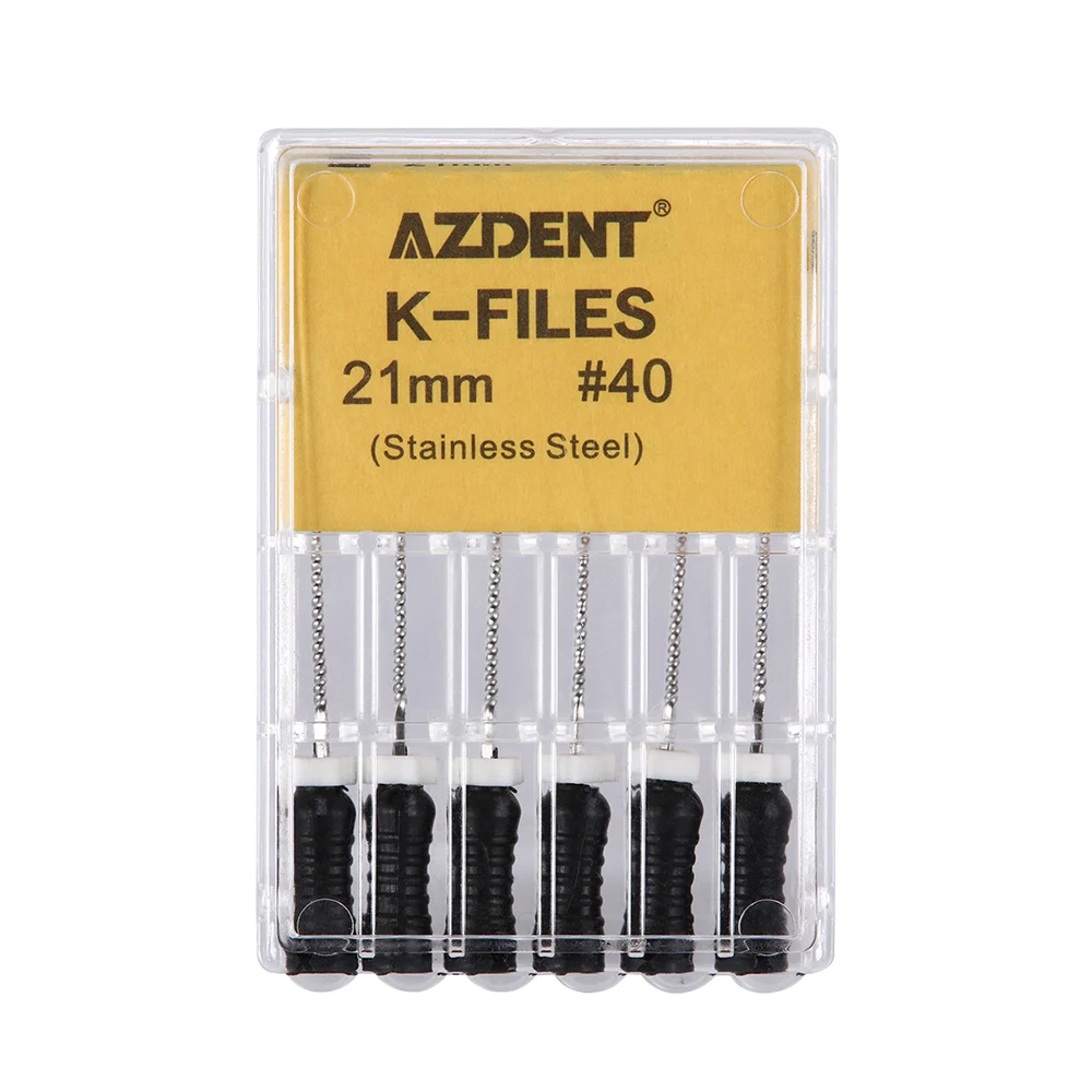 6 Stück/Box AZDENT Dental Endo K-Feilen Handgebrauch Wurzelkanalfeilen Edelstahl 21/25/31mm 06 # -40 # Zahnärztliches Instrument – Detail 11