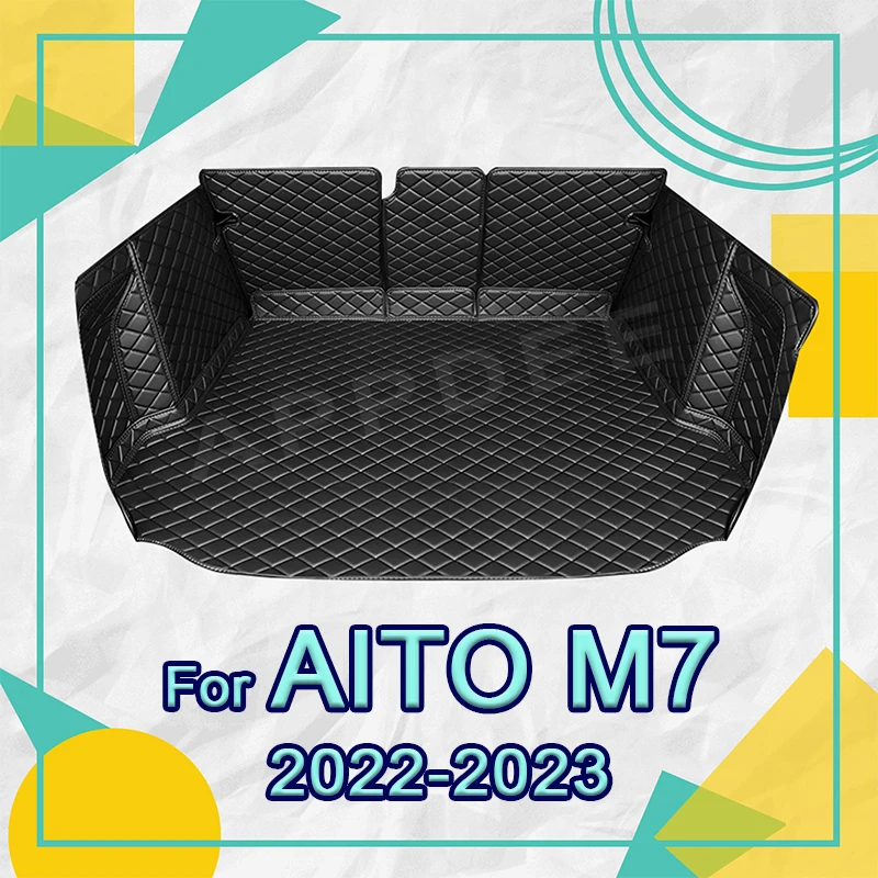 

Auto Full Coverage Trunk Mat For AITO M7 2022 2023 Leather Car Boot Cover Pad Cargo Liner Interior Protector Accessories