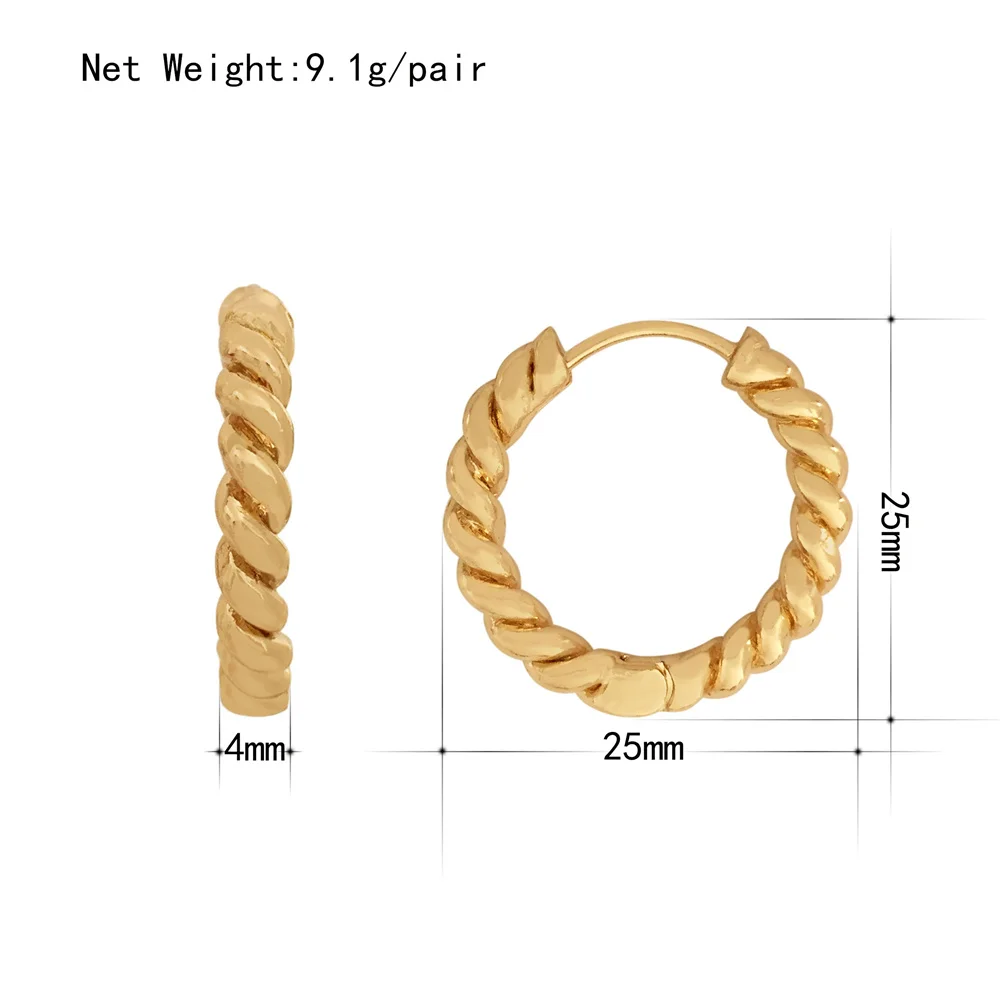 New Arrivals Classic Gold Color Twirl Brass Huggie Hoop Earrings For Women Girl Casual Elegant Simple Office Modern Jewelry