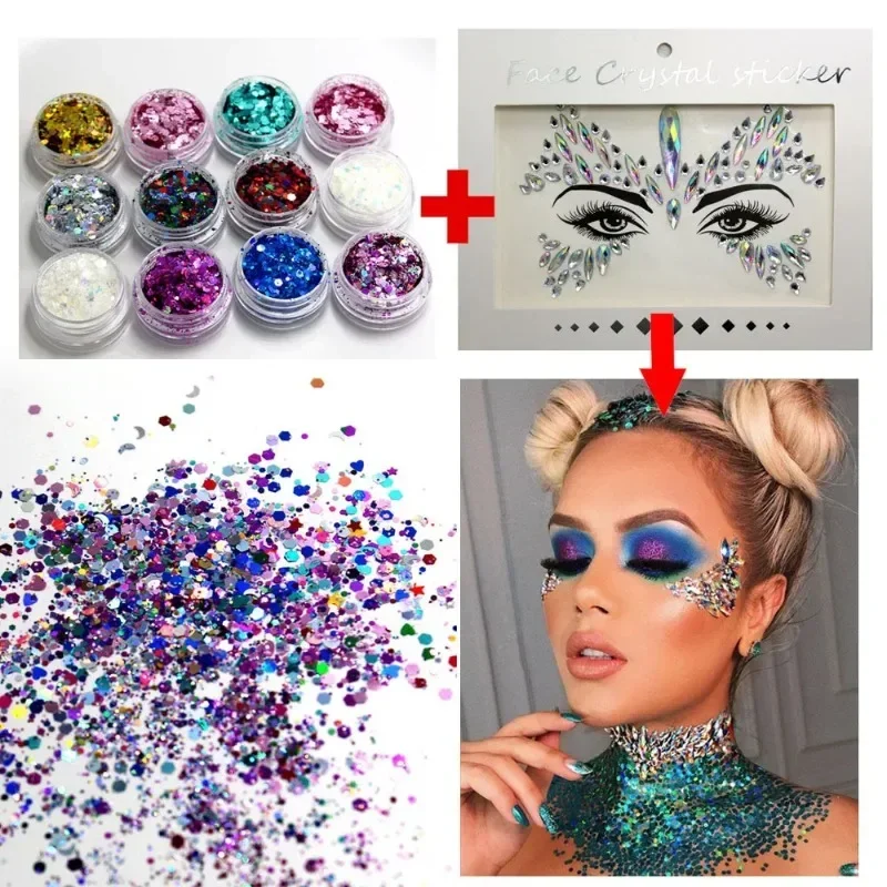 1Pcs Glitter Nail Art Sequins Flash Powder DIY Concert Makeup Eyeshadow Hair Face Body Painting Sparkly Manicures Decoration