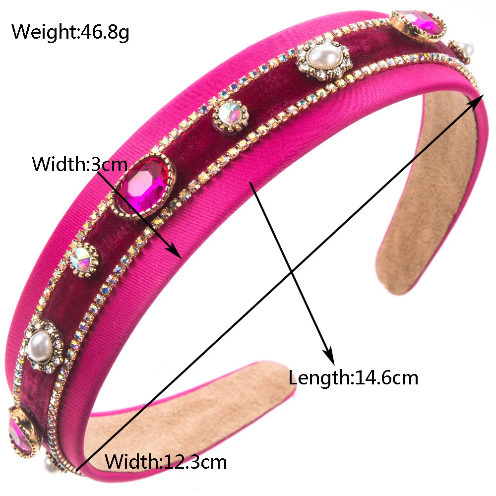 Baroque Head Hoop Band Colorful Glass Crystal Hairbands for Women Luxury Rhinestone Beaded Palace Headbands Jewelry