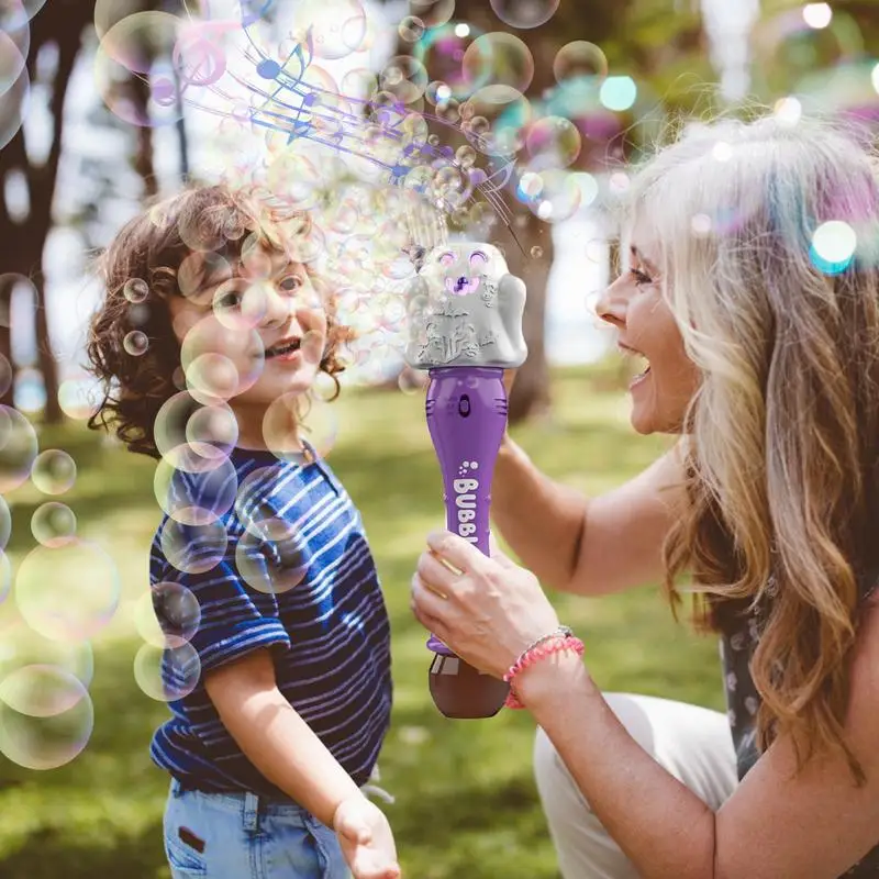 Kids Bubble Wand Ghost Bubble Sticks For Halloween Handheld Bubble Machine With Colorful Lights & Music Ergonomic Bubble Blower