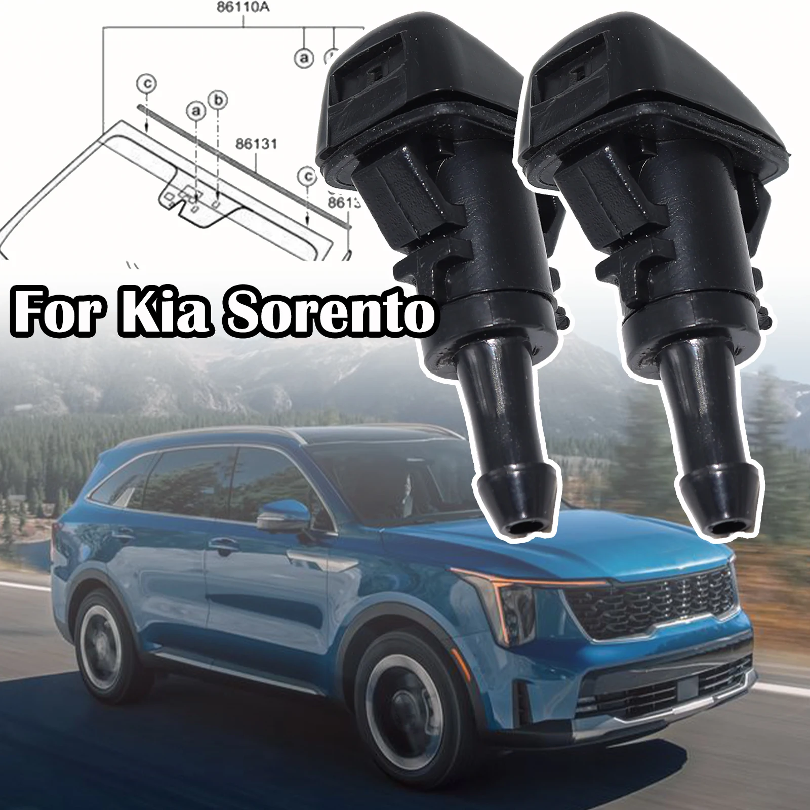 

2X Front Windshield Washer Spray Jet Nozzle For Kia Sorento 2010 - 2012 2013 2014 Kia Sportage 4 2015 2016 2017 2018 2019 2020