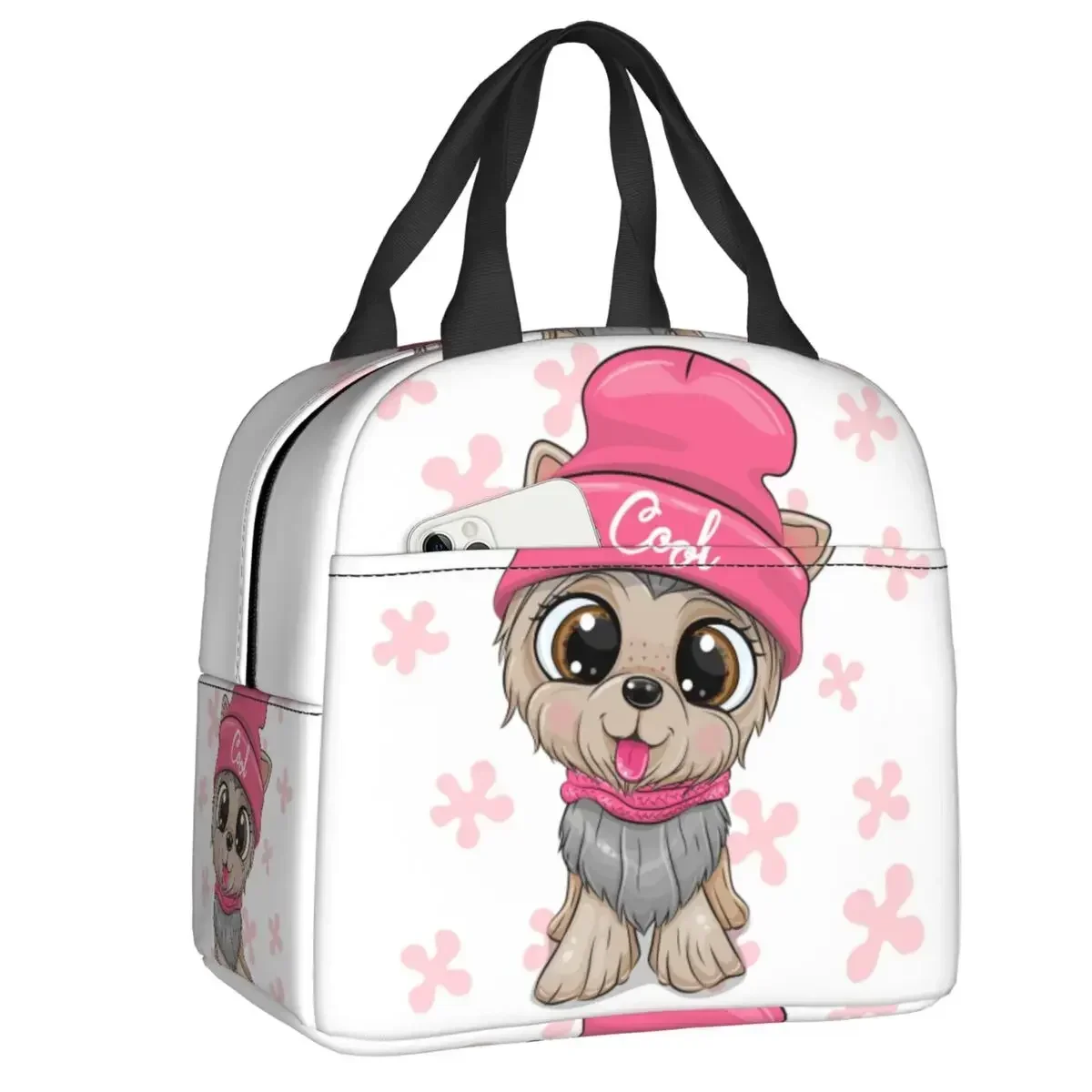 Cool Yorkshire Terrier Resuable Lun Boxes Women Multifunction Cartoon Dog Cooler Thermal Food Insulated  Bag Office Work