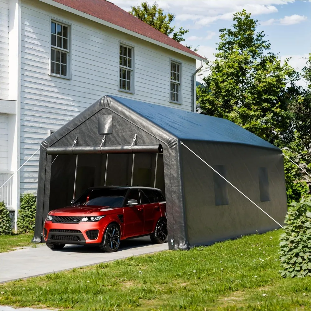 RV Portable Carport Tent,Large 2 Roll up Doors & Vents Outdoor Portable Carport Canopy,Multi-Functional Boat SUV Carport Shelter