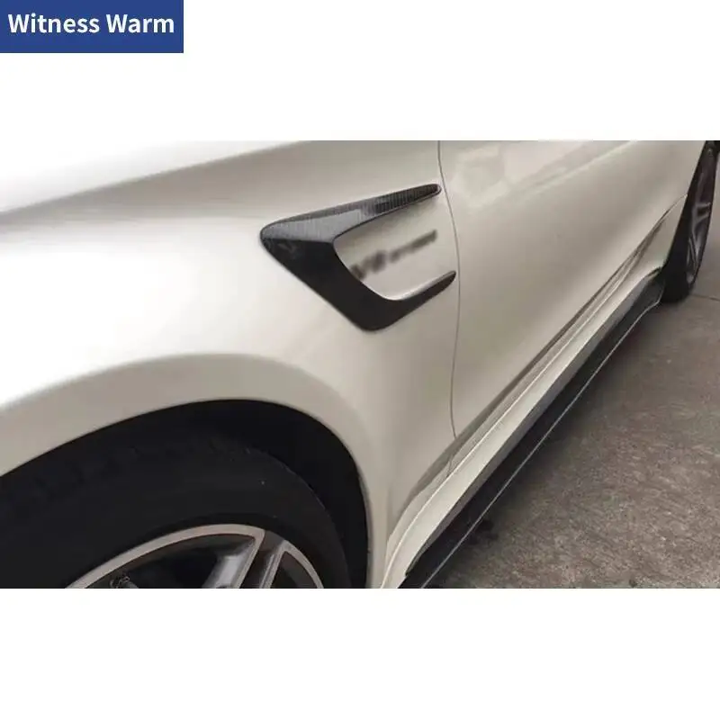ABS Black Carbon Look Side Skirts Extensions Lip for Mercedes Benz C-class W205 C205 C63 2 door 4 door 2015-2021