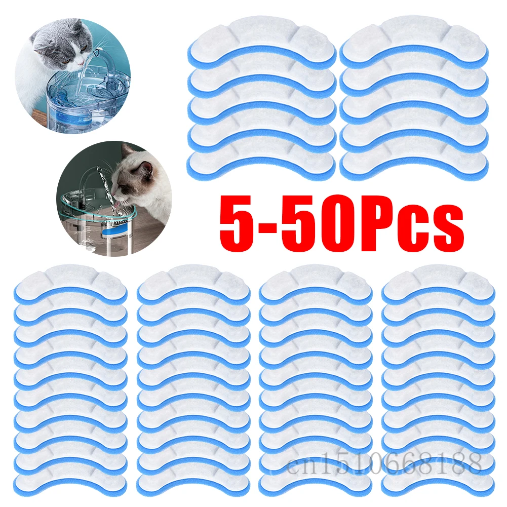 

5-50Pcs Cat Water Fountain Filters Replacement Activated Carbon Filter for Pet Auto Drinking Feeder Accessories for Cats Dogs