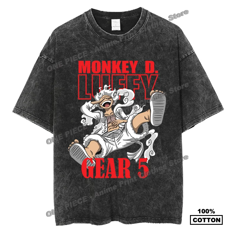 

ONE PIECE - GEAR 5 Nika Luffy T Shirt Japanese Anime Manga Print Tshirt Cotton Vintage Oversized Men Women Short Sleeve Tees