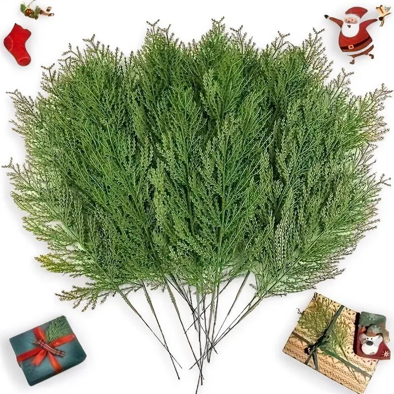 10pc Artificial Plants Pine Branches Evergreen Pines Leaves Sprigs Christmas Stem for DIY Wreath Gift Christmas Home Decorations